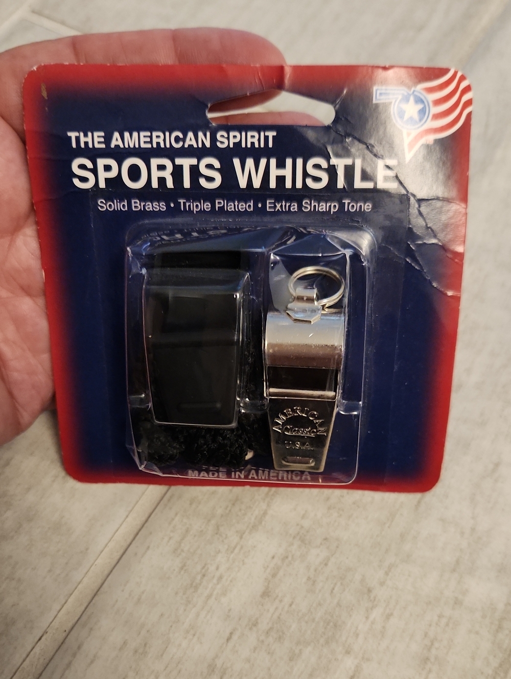 Sports Whistle with Black Lanyard - Silver Whistle